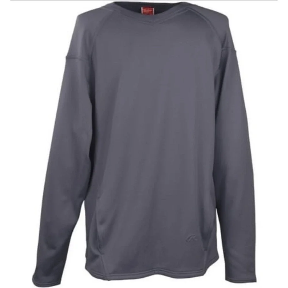 Rawlings Dugout Fleece Pullover Youth Large Grey NEW Performance Baseball Top